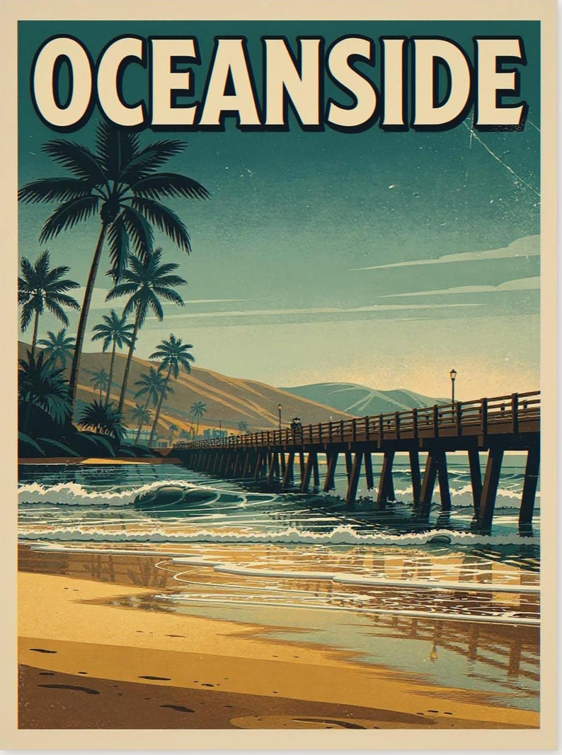 Oceanside California Surf Poster