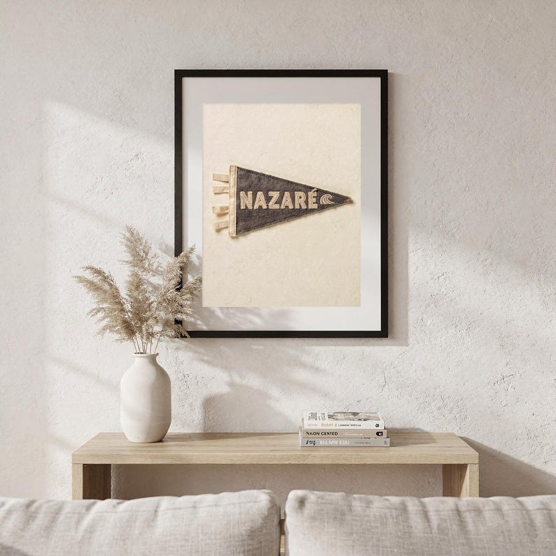 Nazaré, Portugal Surf Pennant Print | Vintage Felt Pennant Art | Beach House Decor | Retro Surf Wall Art | Printable Digital Download image 5