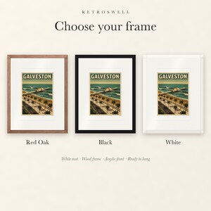 Galveston Texas Surf Travel Poster, Framed or Unframed Vintage Style Coastal Print image 4