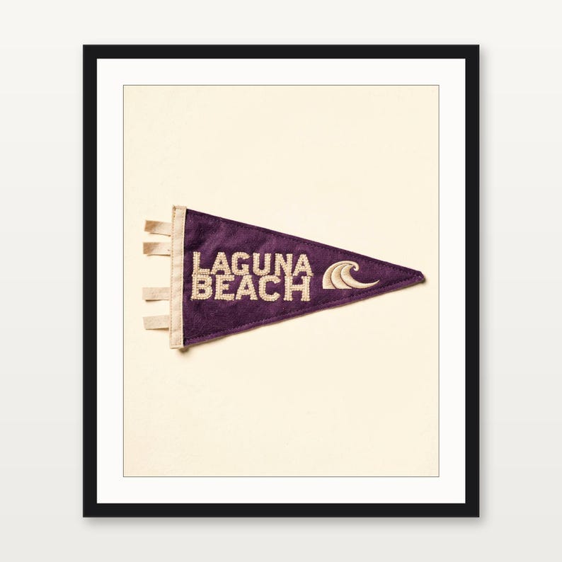 Laguna Beach, California Surf Pennant Print | Vintage Felt Pennant Art | Beach House Decor | Retro Surf Wall Art | Printable Digital Downloa image 3