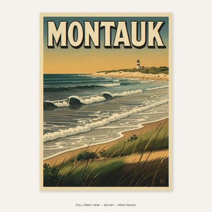 Montauk Surf Poster - full unframed print view, 300 DPI print-ready quality
