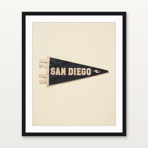 San Diego, California Surf Pennant Print | Vintage Felt Pennant Art | Beach House Decor | Retro Surf Wall Art | Printable Digital Download image 3