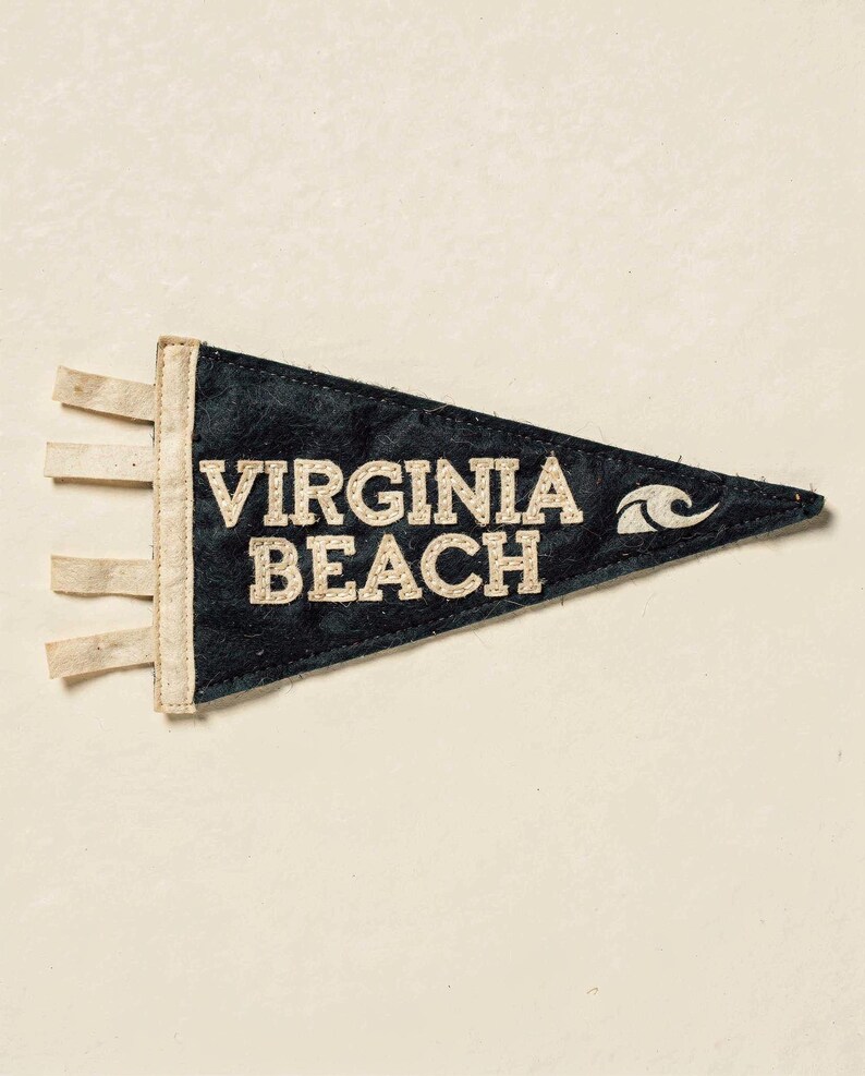 Virginia Beach, Virginia Surf Pennant Print | Vintage Felt Pennant Art | Beach House Decor | Retro Surf Wall Art | Printable Digital Downloa image 2