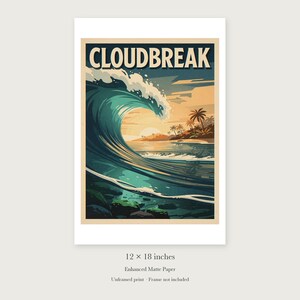 Cloudbreak Surf unframed 12 by 18 inch print on enhanced matte paper, shown with its white paper border.