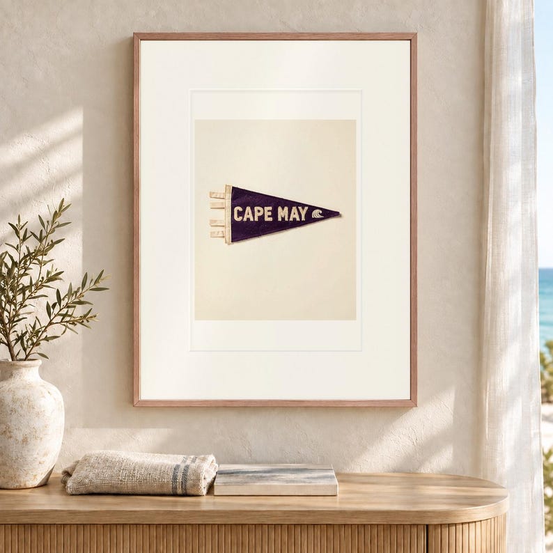 Cape May Surf Pennant Art Print, Framed or Unframed Coastal Poster image 12