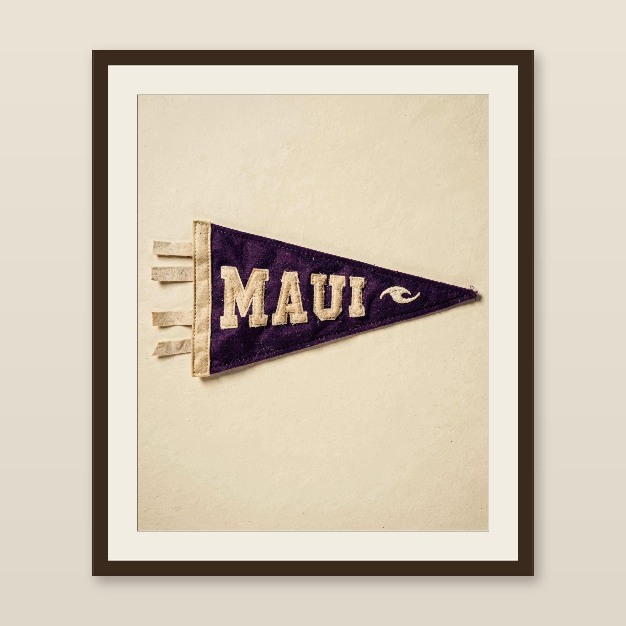 Maui, Hawaii Surf Pennant Print | Vintage Felt Pennant Art | Beach House Decor | Retro Surf Wall Art | Printable Digital Download