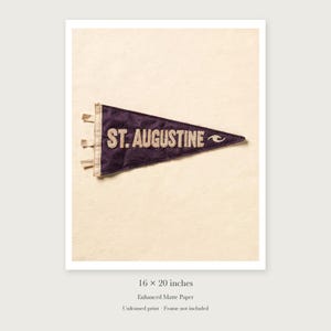 St. Augustine Surf Pennant unframed 16 by 20 inch print on enhanced matte paper, shown with its white paper border.