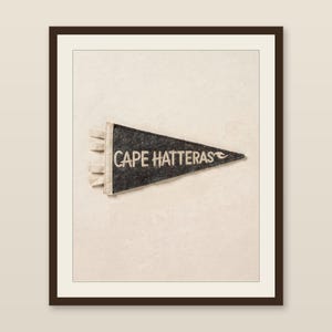 Cape Hatteras, North Carolina Surf Pennant Print | Vintage Felt Pennant Art | Beach House Decor | Retro Surf Wall Art | Printable Digital Do image 1