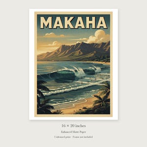 Makaha Surf unframed 16 by 20 inch print on enhanced matte paper, shown with its white paper border.