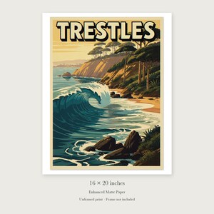 Trestles California Surf unframed 16 by 20 inch print on enhanced matte paper, shown with its white paper border.