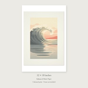 Pastel Curling Wave Nursery Art Print, Framed or Unframed Coastal Baby Room Poster image 8