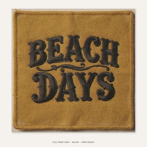 Beach Days Embroidered Patch Print - full unframed print view, 300 DPI print-ready quality