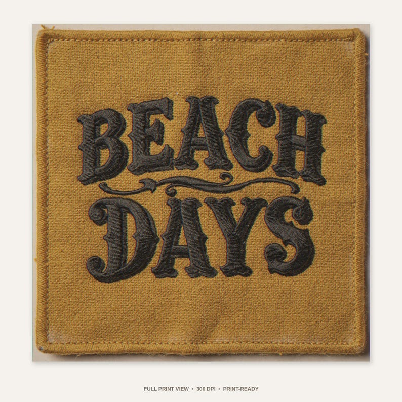 Beach Days Embroidered Patch Print - full unframed print view, 300 DPI print-ready quality