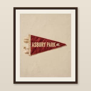 Asbury Park, New Jersey Surf Pennant Print | Vintage Felt Pennant Art | Beach House Decor | Retro Surf Wall Art | Printable Digital Download image 1