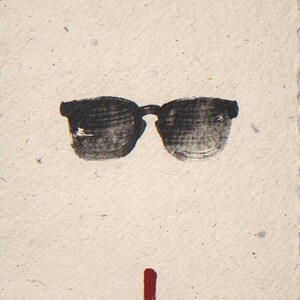 Sunglasses unframed printed artwork and full composition with its paper border.