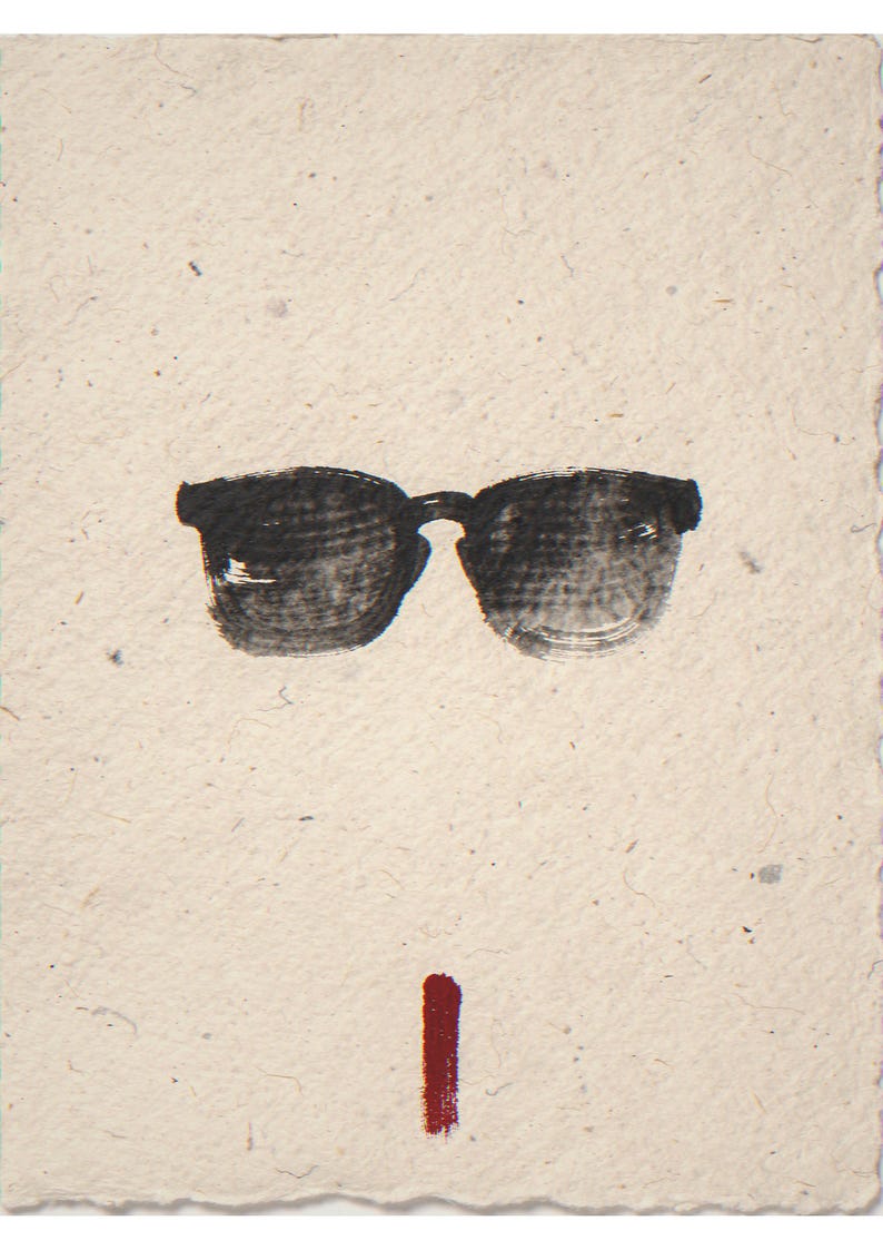 Sunglasses unframed printed artwork and full composition with its paper border.