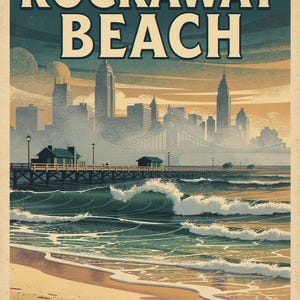 Rockaway Beach Surf full artwork and composition, shown flat without a room setting.