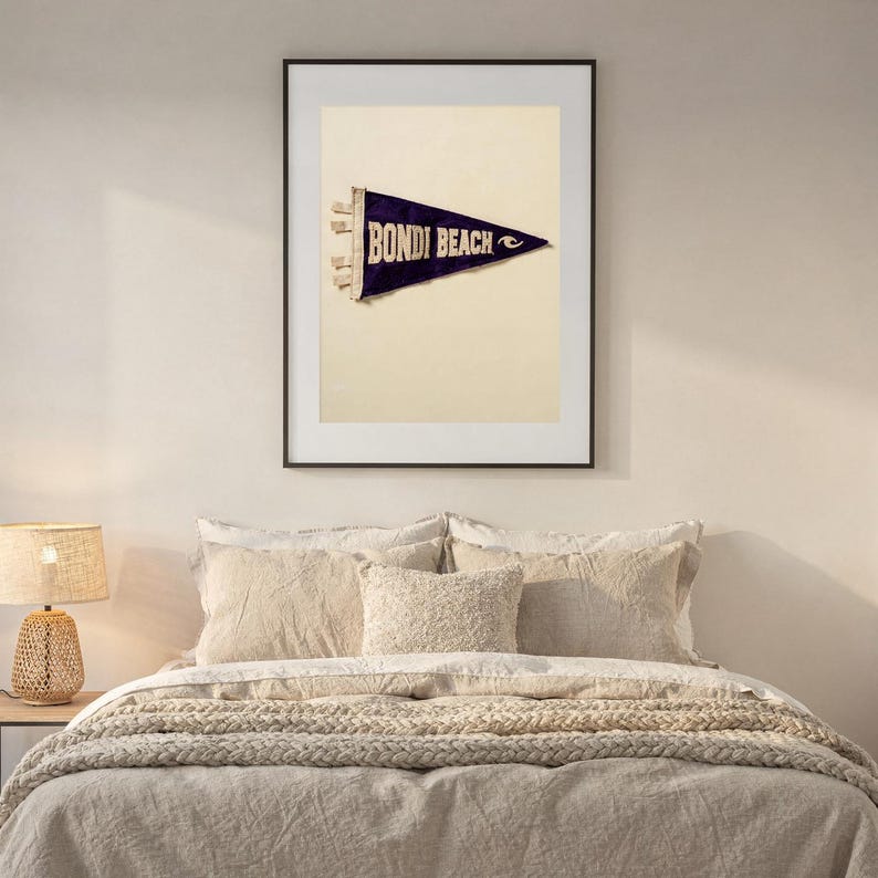 Bondi Beach, Sydney, Australia Surf Pennant Print | Vintage Felt Pennant Art | Beach House Decor | Retro Surf Wall Art | Printable Digital D image 6