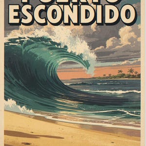 Puerto Escondido Surf full artwork and composition, shown flat without a room setting.