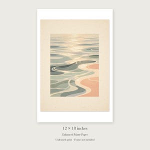 Pastel Ocean Ripples unframed 12 by 18 inch print on enhanced matte paper, shown with its white paper border.