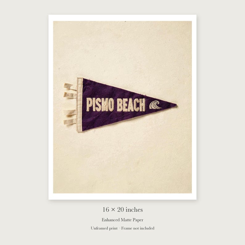 Pismo Beach, California Surf Pennant Art Print, Framed or Unframed Coastal Poster image 9