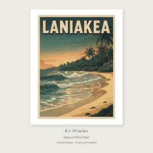 Laniakea Surf unframed 8 by 10 inch print on enhanced matte paper, shown with its white paper border.