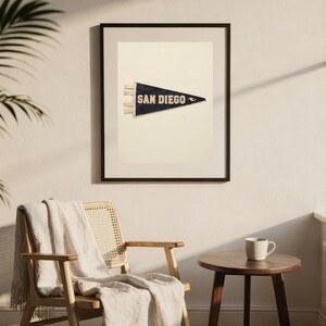 San Diego, California Surf Pennant Print | Vintage Felt Pennant Art | Beach House Decor | Retro Surf Wall Art | Printable Digital Download image 7