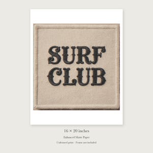 Surf Club Patch unframed 16 by 20 inch print on enhanced matte paper, shown with its white paper border.