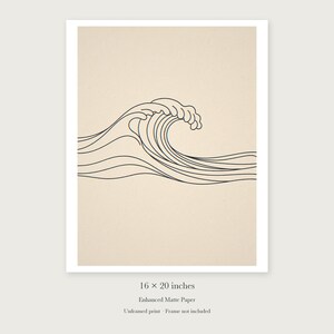 Breaking Wave Line unframed 16 by 20 inch print on enhanced matte paper, shown with its white paper border.