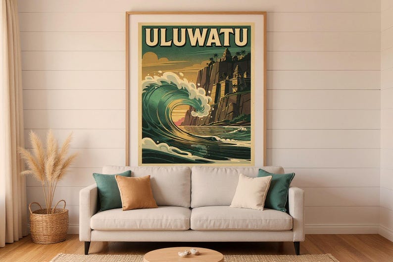 Uluwatu Bali Surf Poster | Vintage Surf Travel Poster | Retro Beach Wall Art | Coastal Decor Printable image 8