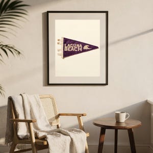 Laguna Beach, California Surf Pennant Print | Vintage Felt Pennant Art | Beach House Decor | Retro Surf Wall Art | Printable Digital Downloa image 7