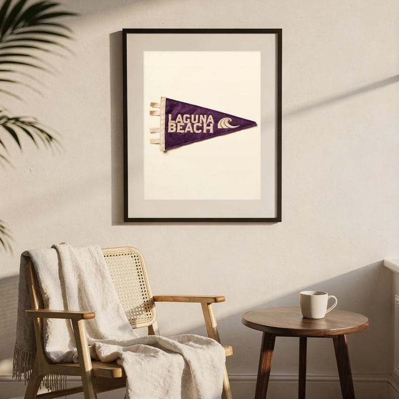 Laguna Beach, California Surf Pennant Print | Vintage Felt Pennant Art | Beach House Decor | Retro Surf Wall Art | Printable Digital Downloa image 7