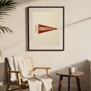 Ocean City, New Jersey Surf Pennant Print | Vintage Felt Pennant Art | Beach House Decor | Retro Surf Wall Art | Printable Digital Download image 7