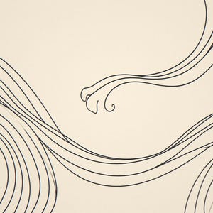 Boho Breaking Wave Line Art framed in a home office setting