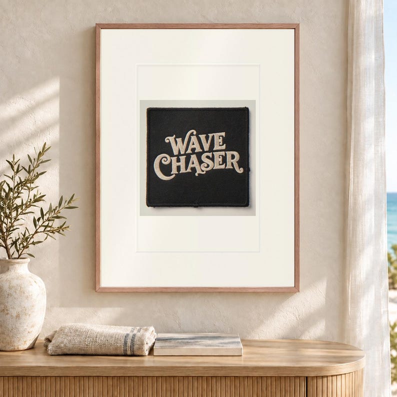 Wave Chaser Patch Art Print, Framed or Unframed Retro Coastal Poster image 12