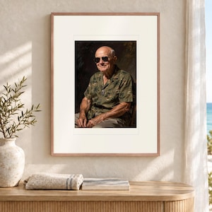 Dwight Eisenhower Art Print, Funny Sunglasses and Hawaiian Shirt Portrait, Framed or Unframed image 12