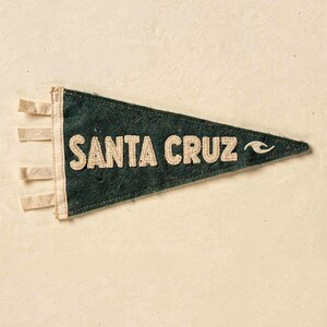 Santa Cruz, California Surf Pennant Print | Vintage Felt Pennant Art | Beach House Decor | Retro Surf Wall Art | Printable Digital Download image 2