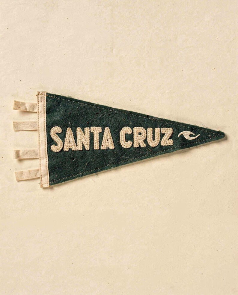 Santa Cruz, California Surf Pennant Print | Vintage Felt Pennant Art | Beach House Decor | Retro Surf Wall Art | Printable Digital Download image 2