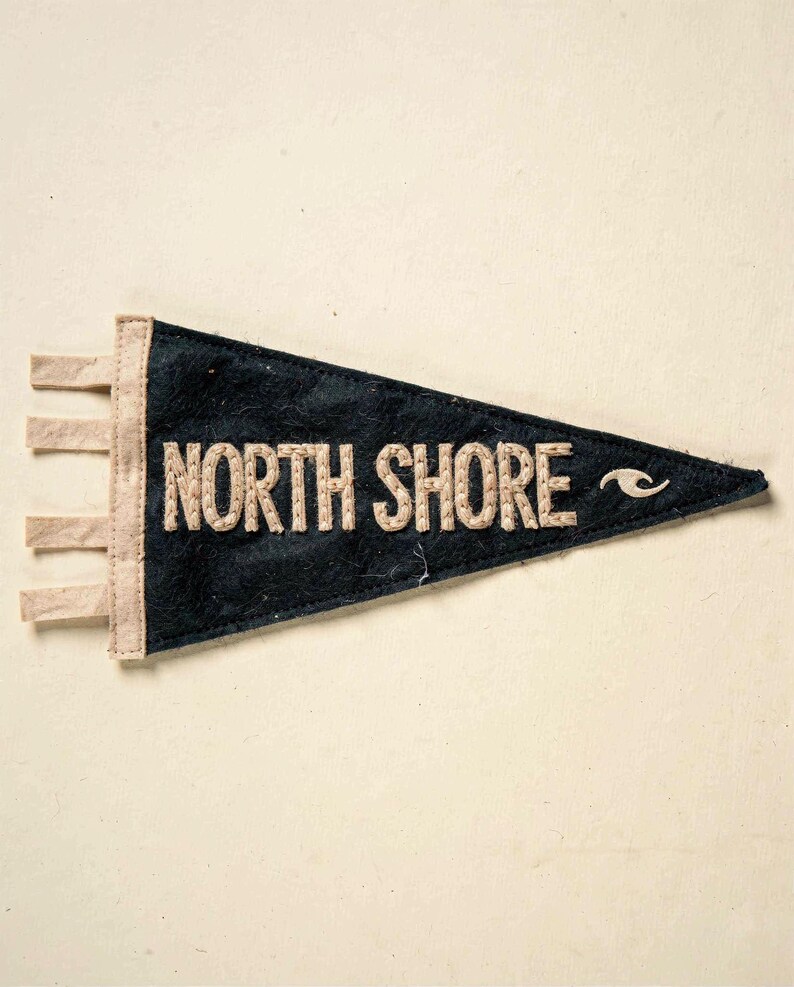 North Shore, Oahu surf pennant unframed printed artwork and full composition with its paper border.