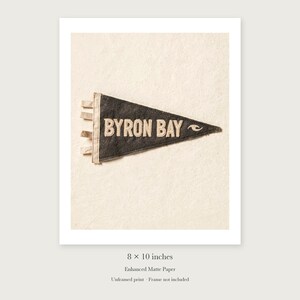 Byron Bay Surf Pennant unframed 8 by 10 inch print on enhanced matte paper, shown with its white paper border.