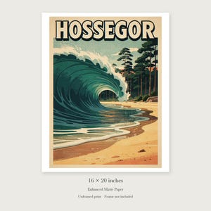 Hossegor Surf unframed 16 by 20 inch print on enhanced matte paper, shown with its white paper border.
