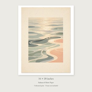 Pastel Ocean Ripples unframed 16 by 20 inch print on enhanced matte paper, shown with its white paper border.