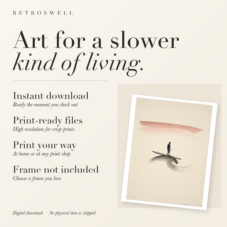 RetroSwell digital download details: instant download, print-ready high-resolution files, print at home or at any print shop. Frame not included.