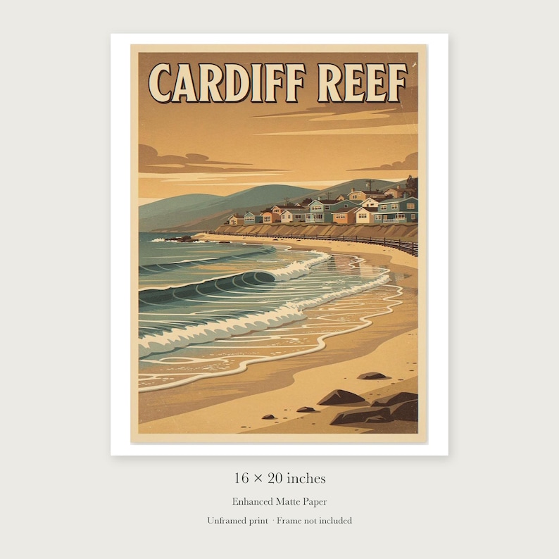 Cardiff Reef Surf unframed 16 by 20 inch print on enhanced matte paper, shown with its white paper border.