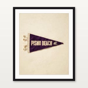 Estampado de banderín de surf de Pismo Beach, California / Arte vintage de banderín de fieltro / Decoración para casa de playa / Arte mural retro de surf / Descarga digital imprimible imagen 3
