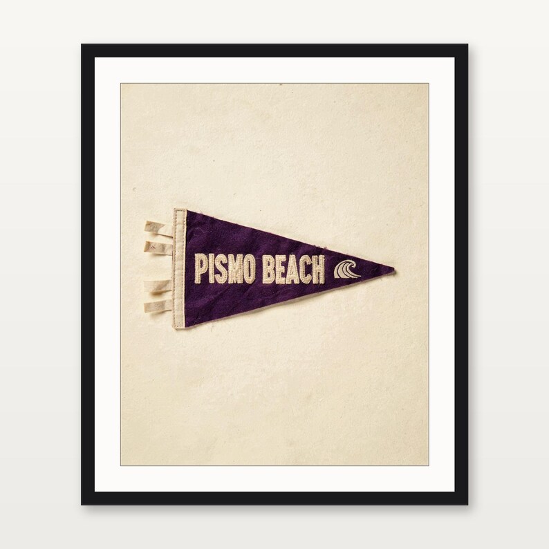 Estampado de banderín de surf de Pismo Beach, California / Arte vintage de banderín de fieltro / Decoración para casa de playa / Arte mural retro de surf / Descarga digital imprimible imagen 3