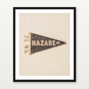 Nazaré, Portugal Surf Pennant Print | Vintage Felt Pennant Art | Beach House Decor | Retro Surf Wall Art | Printable Digital Download image 3