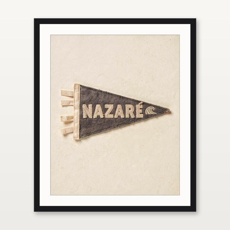 Nazaré, Portugal Surf Pennant Print | Vintage Felt Pennant Art | Beach House Decor | Retro Surf Wall Art | Printable Digital Download image 3