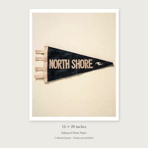 North Shore, Oahu Surf Pennant unframed 16 by 20 inch print on enhanced matte paper, shown with its white paper border.