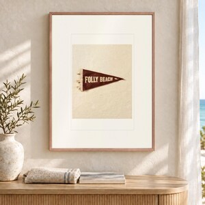 Folly Beach Surf Pennant Art Print, Framed or Unframed Coastal Poster image 12